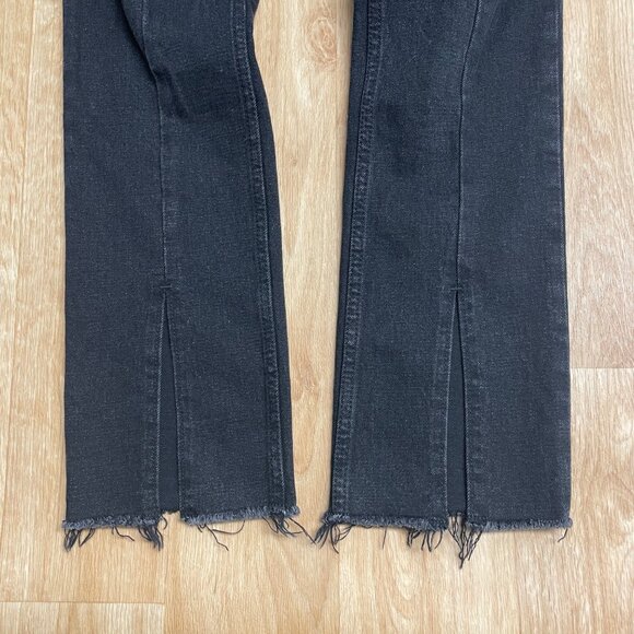 ABERCROMBIE & FITCH JEANS HIGH RISE FRONT SEAM SLIT SIZE 28 SKINNY BLACK GRUNGE - Picture 6 of 12